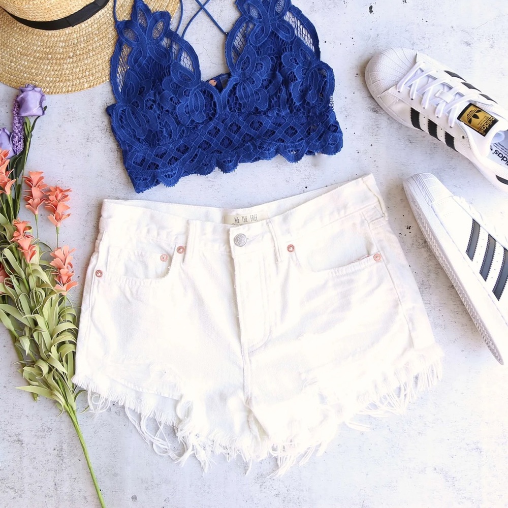 Free People Loving Good Vibrations Denim Cutoff Shorts Spring White 29 NWT - Picture 11 of 12
